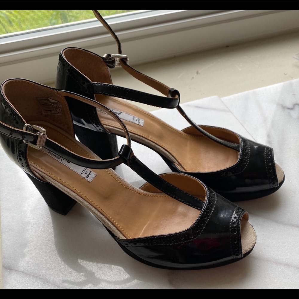 Made in Italy Black Patent leather & Suede Heels